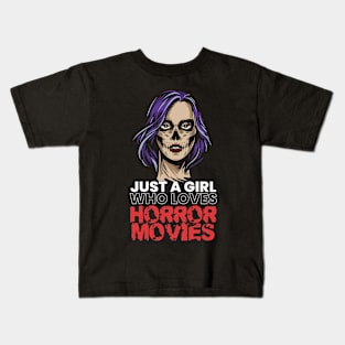 Girl Who Loves Horror Movies Kids T-Shirt